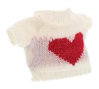 GARIOUANS Kawaii Bear Clothes White Heart Sweater for 20cm Plush Dolls, Mini Stuffed Bear Outfit, Soft Doll Clothing Costume for Plushies and Stuffed Animals