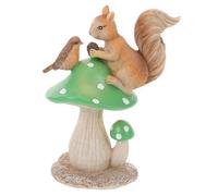 GARIOUANS Lightweight Resin Squirrel Mushroom Garden Statue Portable Outdoor Lawn Decoration Unique Fairy Garden Figurine for Patio Eye Catching Mushroom Ornament