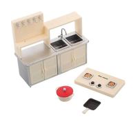 GARIOUANS Miniature Dollhouse Kitchen with Induction Cooktop Stove Frying Pan Skillet Space Saving Pretend Play Accessories for Safe No Realistic Detail for Creative Role Play