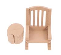 GARIOUANS Miniature Dollhouse Rocking Chair and Table Vintage Style Mini Furniture Accessories Small Wooden Color Rocking Chairs with Tree Stump Table for Fairy Garden Decor and Display