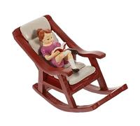 GARIOUANS Miniature Resin Rocking Chair for Doll House Decor Rustic Style Mini Doll Furniture with Lifelike Proportion for Boys Wear Resistant Resin Ornament for Micro Landscape and