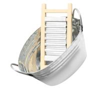 GARIOUANS Miniature Tin Basin and Washboard Set for Dollhouse Decor, Realistic Mini House Accessory for ’s, Outdoor Garden Micro Model, 2pcs Laundry Decoration