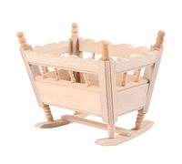 GARIOUANS Miniature Wooden Cradle Model for Doll House Mini Furniture Accessory Realistic Handmade Mini House Decoration Safe Wood Material Unpainted Cradle