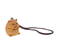 GARIOUANS Multifunctional Wooden Pig Phone Charm Chubby Pig Keychain Decoration for Bags and Accessories Cute Handcrafted Pendant Daily Style Enhancement