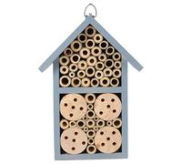 GARIOUANS Painted Wooden Hanging Bee Cabin Outdoor Garden Insect House for Pollinator Shelter Decorative Blue Beehive for Solitary Bees Creative Insect Nest Habitat