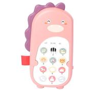 GARIOUANS Pink Dinosaur Cartoon Phone for Months Bilingual Early Learning Chewable Vibration Imitation Mobile Phone Without Battery
