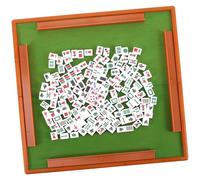 GARIOUANS Portable Mini Mahjong Set with Engraved Tiles Travel Kit for Home and Outdoor Use Includes Table Game Props Easy to Clean and Carry for Party and Camping Entertainment Random Color