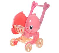 GARIOUANS Pretend Play Shopping Cart Stable Stroller Cart for Hand Eye Coordination Safe Role Play Grocery Basket for Birthday Pink