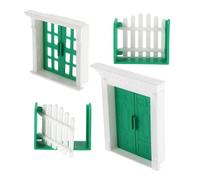 GARIOUANS Realistic Resin Miniature Doors and Windows for Dollhouse Model Building Lightweight DIY Plastic Frames with Green White Design for Tiny House Projects and Educational Crafting