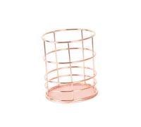 GARIOUANS Rose Gold Wire Metal Pencil Holder Round Desktop Organizer Basket for Stationery Cosmetics Chopsticks Scratch Resistant Storage for Home Office School Use