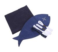 GARIOUANS Sashiko Hand Sewing Kit Japanese Embroidery Starter with Fish Pattern Fabric and Durable Floss DIY Coaster Making Kit with Instructions for Craft Enthusiasts and Beginners