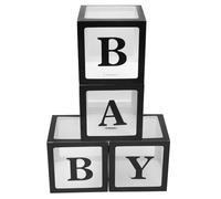 GARIOUANS Shower Balloon Box Set 4pcs PVC and White Cardboard Decorative Balloon Display Boxes for Birthday Party Favor and Photo Props in Black