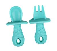 GARIOUANS Silicone Spoon and Fork for Feeding Non Toxic Flatware in Mint Green Safe for Hand Eye Coordination and Independent Eating Training at Home The Go