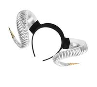 GARIOUANS Silver Single Devil Horn Headband with Gold Accent Renaissance Halloween Accessory for Women Demon Horn Hairband for Cosplay and Party Photo Props