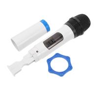 GARIOUANS Simulation Wireless Microphone Prop for Plastic Fake Mic Model for Stage Shows Costume Parties Karaoke Fun and Role Play White with Blue Base