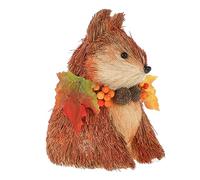 GARIOUANS Sitting Fox Figurine Wooden Animal Ornament Miniature Handcrafted Home Décor Accent for Desktop Garden Collectible Ornament