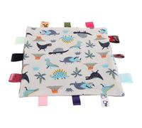 GARIOUANS Soft Security Blanket with Dinosaur Print, Knitted Sensory Handkerchief for Newborns, Multi-Color Taggie Teething Towel for Boys, Nursery Comforter for Sleep and Relief