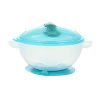 GARIOUANS Suction Bowl Set Non Slip Suction Cup Bowl for Boy Girl Blue Includes Spoon and Lid for Mess Weaning and Feeding Fun UFO Shaped Tableware