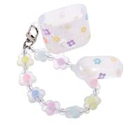 GARIOUANS Tpu Earbuds Protective Case with Bracelet Lanyard for Impact Resistant Scratch Cover with Flower Pattern Lightweight Earphone Organizer for Women