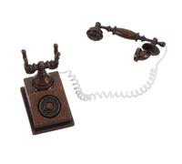 GARIOUANS Vintage Rotary Phone Dollhouse Miniature Decor Intricately Detailed Old Telephone Model for Dollhouse Scenes and Home Office Accent Bronze Mini Prop Collectible