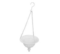 GARIOUANS Vintage White Metal Hanging Wall Planter for Indoor Outdoor Use Iron Flower Pot with Hook Chain Balcony Garden Decor with Effortless Watering and Farmhouse Style