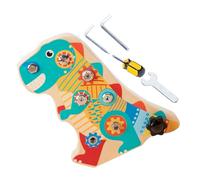 GARIOUANS Wooden Dinosaur Busy Board for 2-4, Educational Interactive Learning Nuts and Tools Set, Montessori Fine Motor Skills Activity for