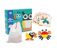 GARIOUANS Wooden Geometric Shape Tangram for Preschool Smooth Sanded Animal Pattern Blocks Educational Jigsaw Puzzle Game for Shape Recognition Cognitive Skills and Parent Interaction