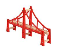 GARIOUANS Wooden Raised Train Tracks Bridge Set for Easy Build Elevated Railroad Expansion Compatible with Major Railway Red Model for Boys