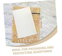GARIOUANS Zippered Scripture Pouch with Tassel Embroidery Large Cloth Bible Cover for Book Storage Soft Organizer Bag with Secure Closure for Buddhist Prayers and Jewelry