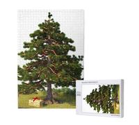 Garlad Pine Tree Printed Jigsaw Puzzle with Storage Box, Wooden Puzzle for Adults and Kids, 1000 Pieces Family Fun Decorative Game