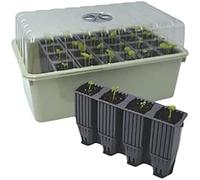 Garland 28 Cell Deep-Root Success Kit - 12 cm Deep Root Trainer Seed Tray & Ventilated Propagator Lid - Split-Cell Design for Beans, Sweet Peas, Vegetables & Cuttings, Recycled UK Plastic Set of 3