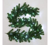 2m/200cm Pre-Lit Green Christmas Garland Alaskan Pine for Fireplaces Home Wall Door Stair Artificial Xmas Tree Garden Yard Decorations with 50 White LEDs