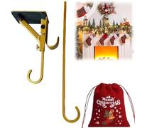 Garland Hanger,Heavy Duty Adjustable Garland Hanger,2 In 1 Fireplace Stocking,Garlan/d Hange/r,Door Hange/r for Wreath,Durable H/anger for Door,Mantle G/arland Hangers,Fireplace G/arland H/anger,Gold