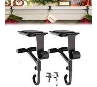 Garland Hanger, Heavy Duty Garland Hanger, Garland Hanger for Front Door Fireplace, No Tools Needed, Damage-Free Installation, Holds Up to 55lbs, for Mantle, Wreath, Christmas Decor (Black, 2)