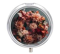Garland Made of Flowers Pill Box Cute Round Pill Case Portable Medicine Tablet Vitamin Holder Organizer for Purse Pocket