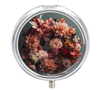Garland Made of Flowers Pill Box Cute Round Pill Case Portable Medicine Tablet Vitamin Holder Organizer for Purse Pocket