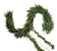 Garland Mantle - 6.5 Ft Artificial Faux Home Decor, Vivid Garland Appearance, Green Christmas Garlad for Table Porch Patio Yard Party Kitchen Offices Bookshelf Gate Courtyard Campfire