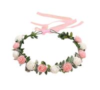 Garlands Crown Hair Wreath Bride Flower, Milky white meat pow | Flower Headbands for Women Bride Floral Garlands Crown Hair Wreath Wedding Party Supply Market Stall