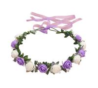 Garlands Crown Hair Wreath Bride Flower, Milky white purple | Flower Headbands for Women Bride Floral Garlands Crown Hair Wreath Wedding Party Supply Market Stall