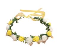 Garlands Crown Hair Wreath Bride Flower, Milky white yellow | Flower Headbands for Women Bride Floral Garlands Crown Hair Wreath Wedding Party Supply Market Stall