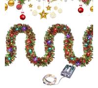 Garlands for Decoration LED Lighted Tinsel Foil Twist Festive Home Decor | 16ft Tree Wreath Mantle Ornaments for Outdoor Yard Home Kitchen Bedroom Fireplace Window Porch Wall