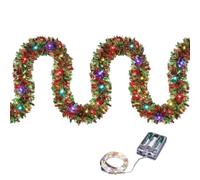 Garlands for Decoration Tinsel Foil Shiny Twist Wreath with LED Lights | 5m Winter Front Door Tree Wreath for Outdoor Yard Home Kitchen Bedroom Fireplace Window Porch Wall