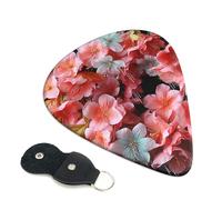 Garlands Nice Flowers Guitar Picks 6 Pcs, 0.71mm Thickness Celluloid Plectrum with Leather Picks Holder, Personalized Guitar Pick for Bass Electric Acoustic Guitars Lovers Gift