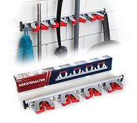 Garlavie Mop and Broom Holder Wall Mounted - 4 Holders, 5 Hooks, 45cm/18in - Brush Holder Wall Mounted - Garden Tool Rack & Utility Room Storage Solutions - Mop Holder Wall Mounted Tool Storage