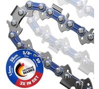 Garlavie Pack of 3 35 cm Saw Chains 3/8 Inch LP 1.1 mm 50 Drive Links - Low Back Saw Chain Compatible with Makita DUC353, Bosch AKE 35s, EinheIl GP-LC 36/35 Li, Oregon, Dolmar, Husqvarna and More