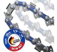 Garlavie Set of 3 Chainsaw Chains 25cm (10") - 3/8" LP Pitch - 1.1mm 40 Drive Links - Compatible with Makita DUC254 & Oregon 90PX040X and Many Chainsaw Brands