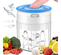 Garlic Chopper Electric Mini Food Processor, Portable Vegetable Chopper with 304 Stainless Steel Blades, Cordless USB Rechargeable Mini Chopper for Baby Food, Nuts, Onions, Ginger, Camping,Kitchen Use