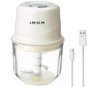 Garlic Chopper, IMC-3001E Electric Mini Chopper With 300 ml Glass Bowl & Triple-layer Blade, Portable Veggie Chopper With Type-C Charging Cable to Cutting Onions, Peppers, for Home, Camping, Travel