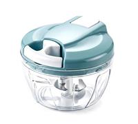 Garlic Chopper Mini Food Processors Crusher Stainless Steel Hand Pulled Onion, Ginger, Chili Cutter Manual Fast Cut Household Portable Kitchen Supplies (Light Blue, 3.8 inch)