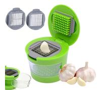 Garlic Chopper, Mini Garlic & Ginger Press with Clear Tray - Kitchen Chopper, Crusher, Dicer Tool, Kitchen Supplies, Green
